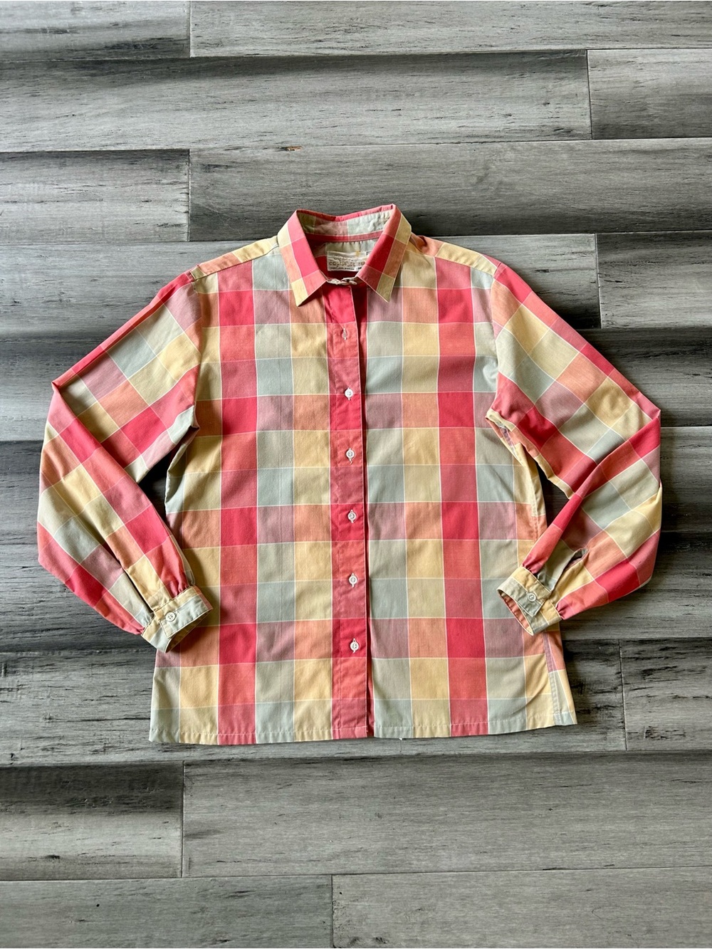 Vintage 1970s Country Sophisticates Fall Colors Check Button Down Shirt